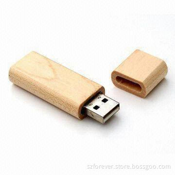 Environmental Protection Wooden Flash Memory with 1 to 64GB Capacity, Logo Printed-free